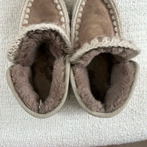 Mou Brown Ankle Boots with Cream Trim - Picture 4 of 6